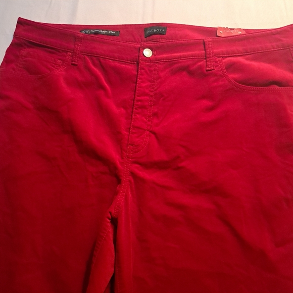 Talbots Velveteen Curvy Straight Leg Pants Size 20W Bright Red Preppy Holiday - Picture 3 of 7